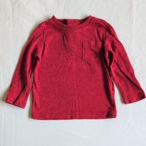 joe fresh basic speckle long sleeve pocket shirt orange red 6-12 months baby